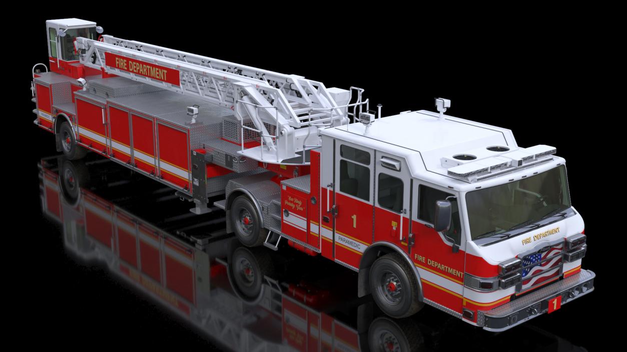 3D Velocity Ascendant Fire Truck Red model