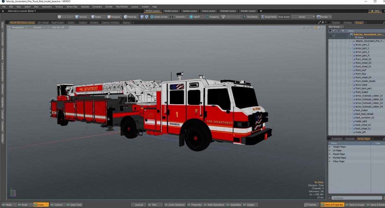 3D Velocity Ascendant Fire Truck Red model