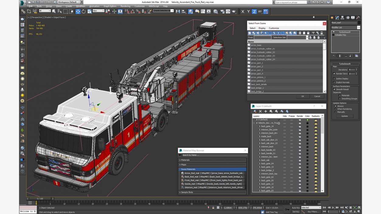 3D Velocity Ascendant Fire Truck Red model