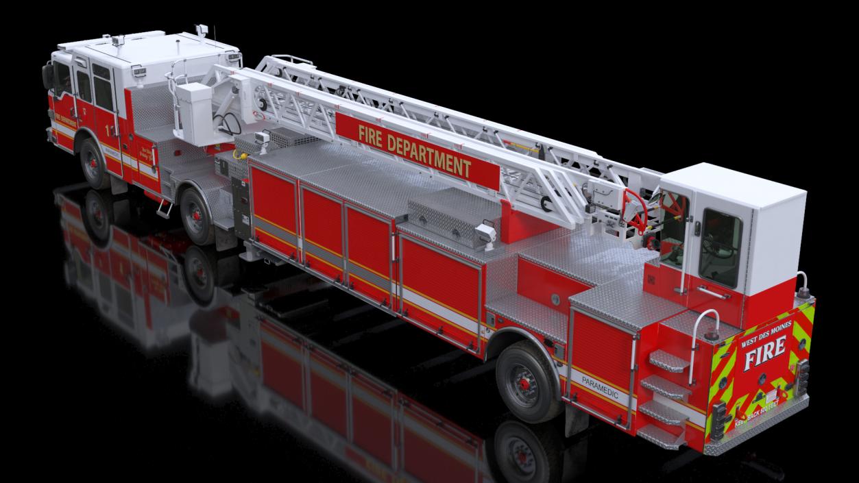 3D Velocity Ascendant Fire Truck Red model