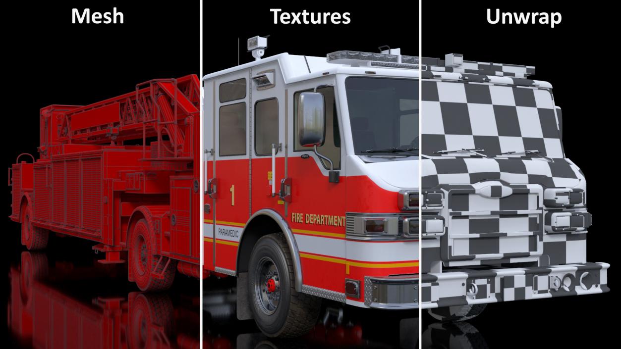 3D Velocity Ascendant Fire Truck Red model