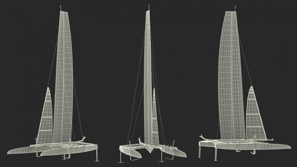 Sail Race Yacht Red 3D model