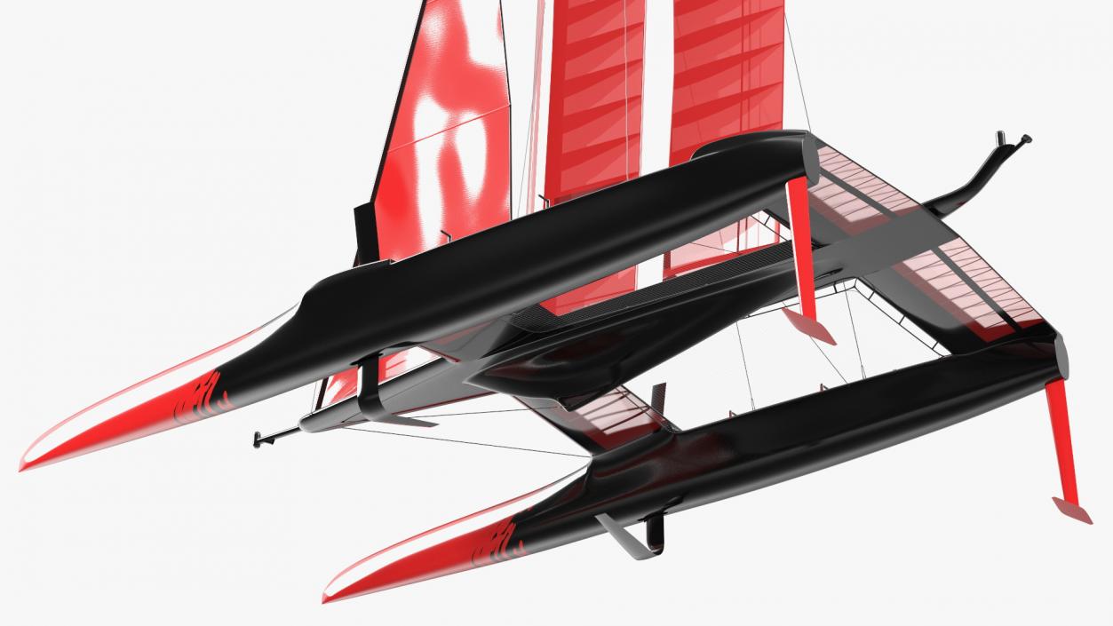 Sail Race Yacht Red 3D model