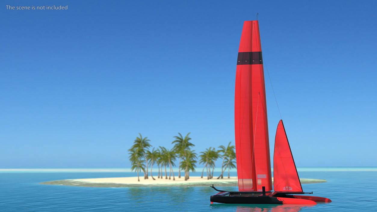 Sail Race Yacht Red 3D model