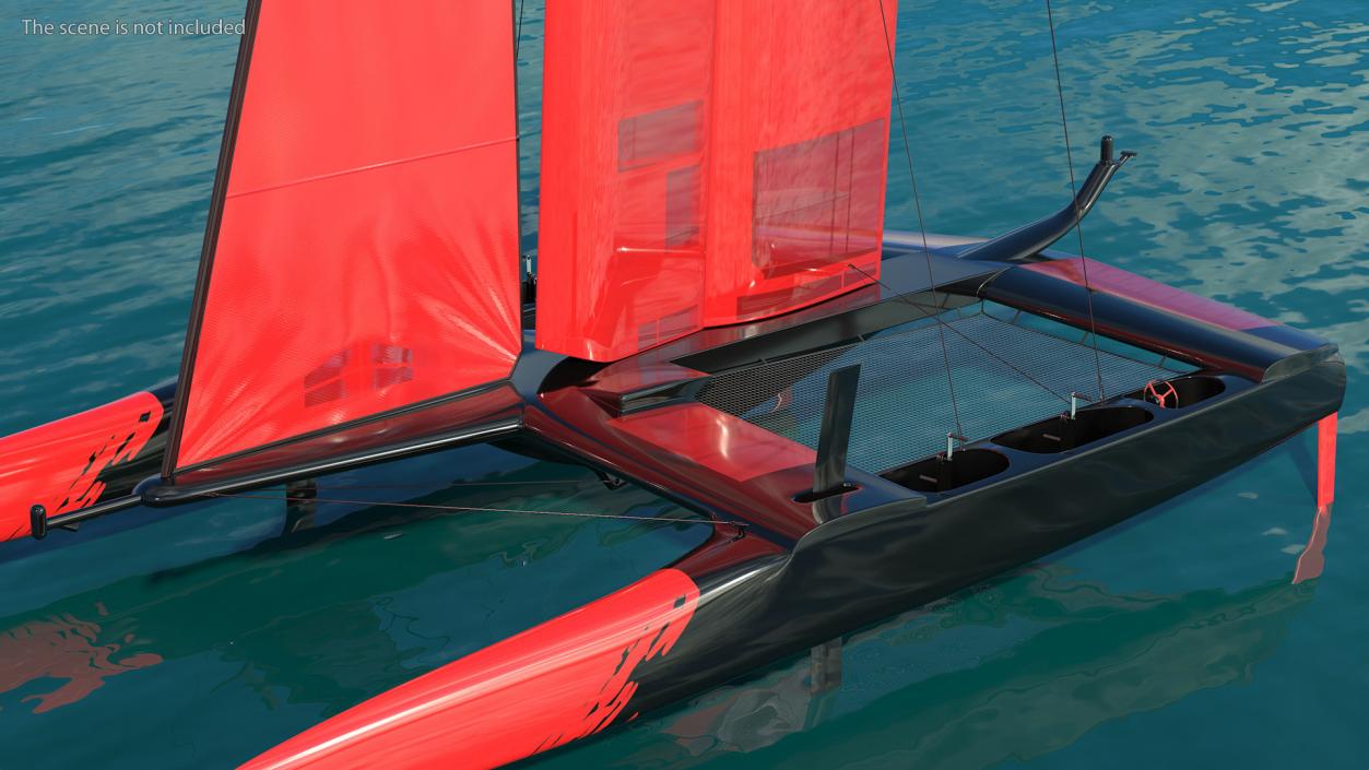 Sail Race Yacht Red 3D model