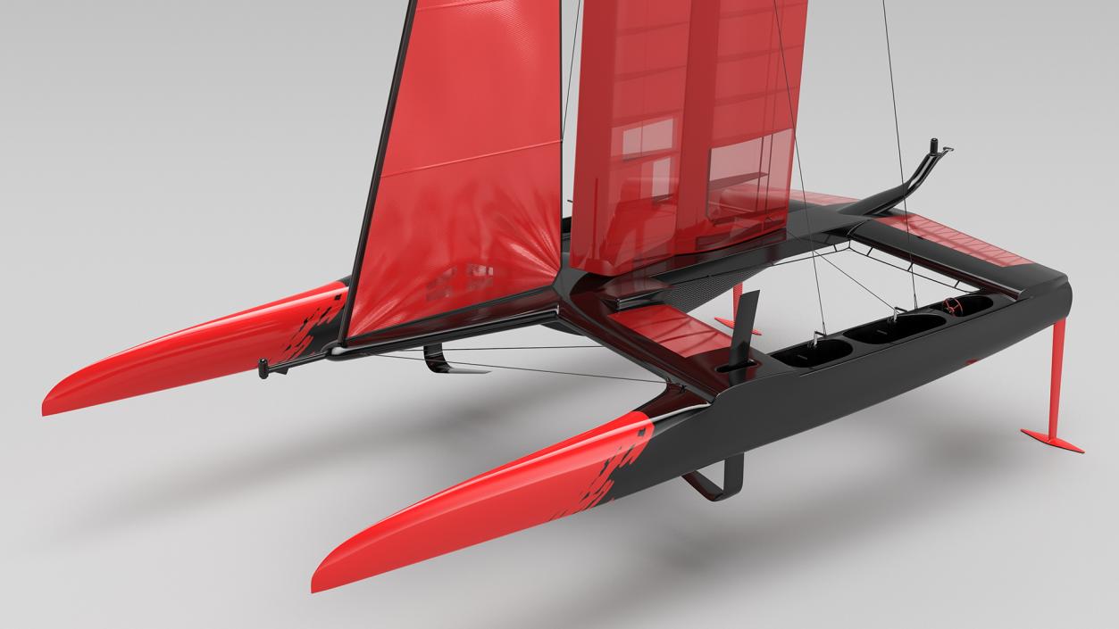 Sail Race Yacht Red 3D model