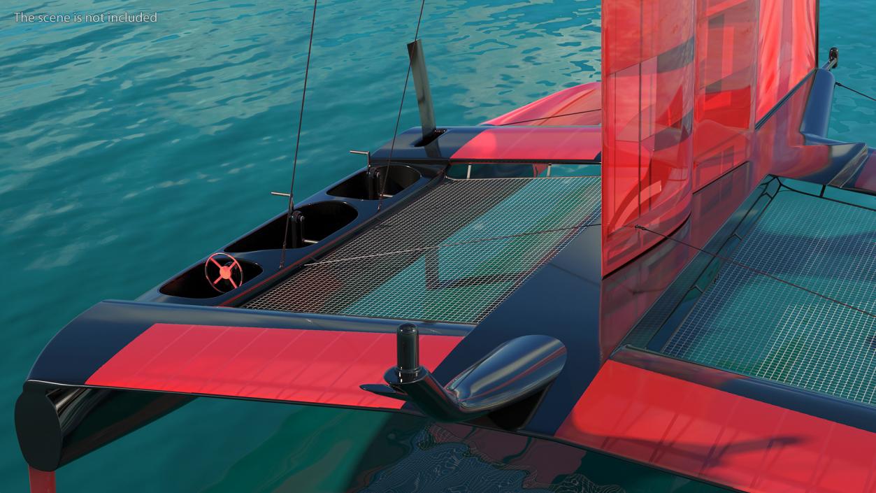 Sail Race Yacht Red 3D model