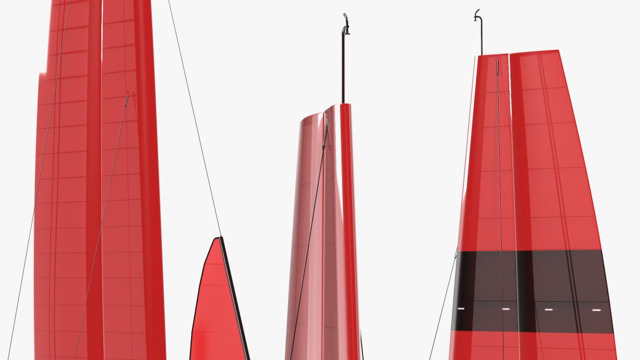 Sail Race Yacht Red 3D model