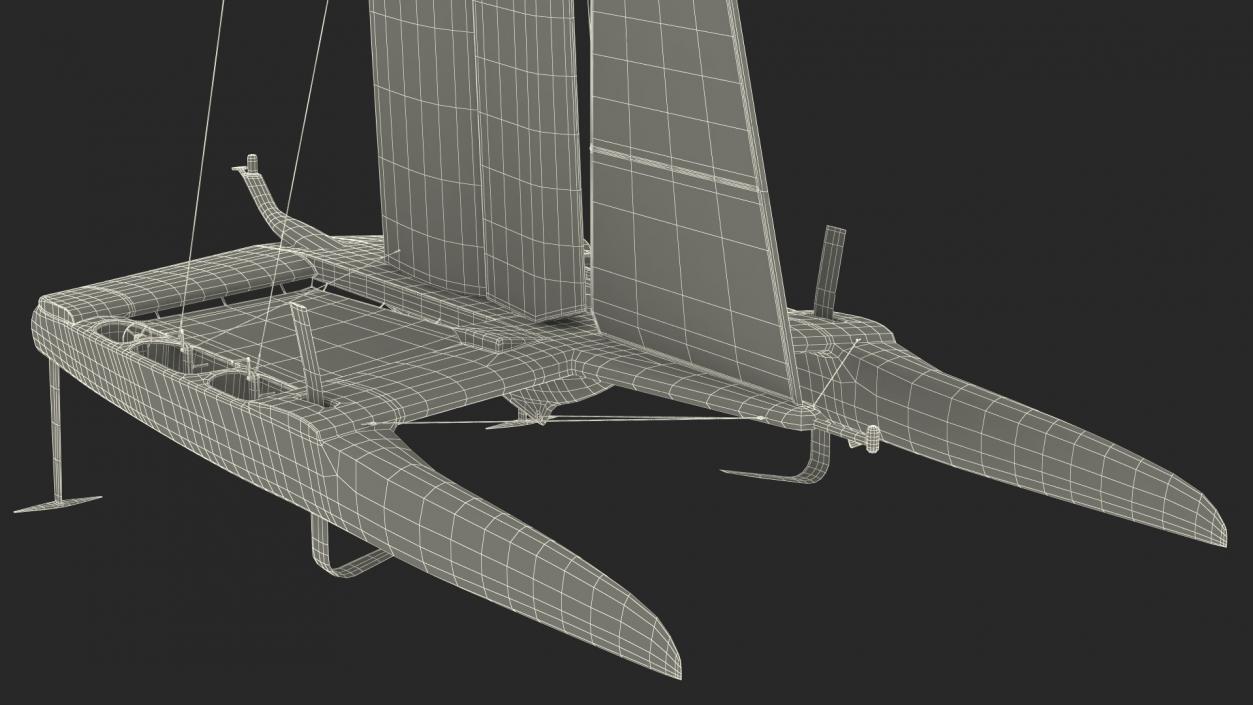 Sail Race Yacht Red 3D model