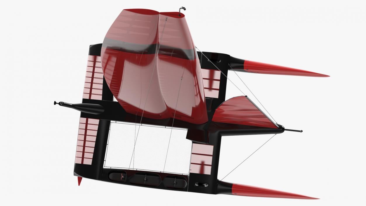 Sail Race Yacht Red 3D model