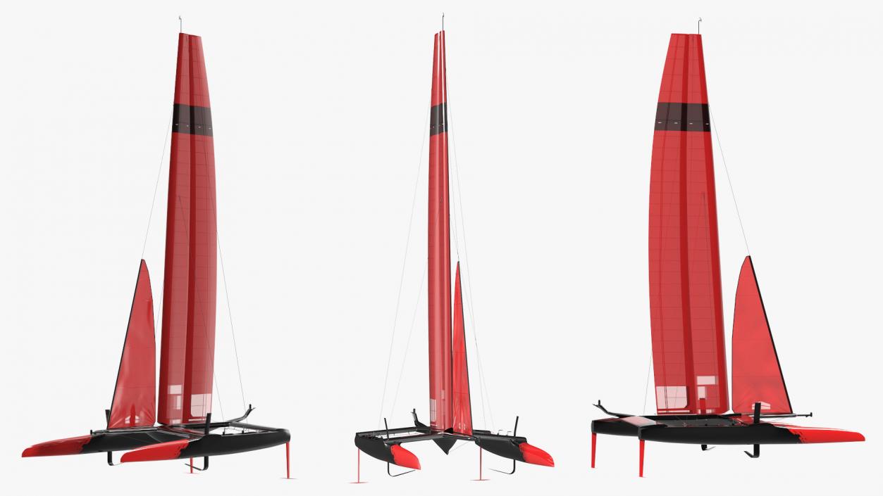 Sail Race Yacht Red 3D model