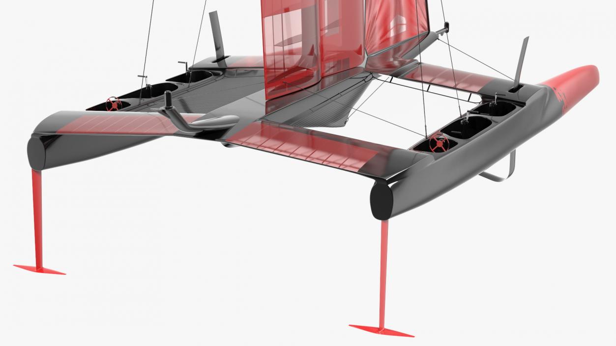 Sail Race Yacht Red 3D model