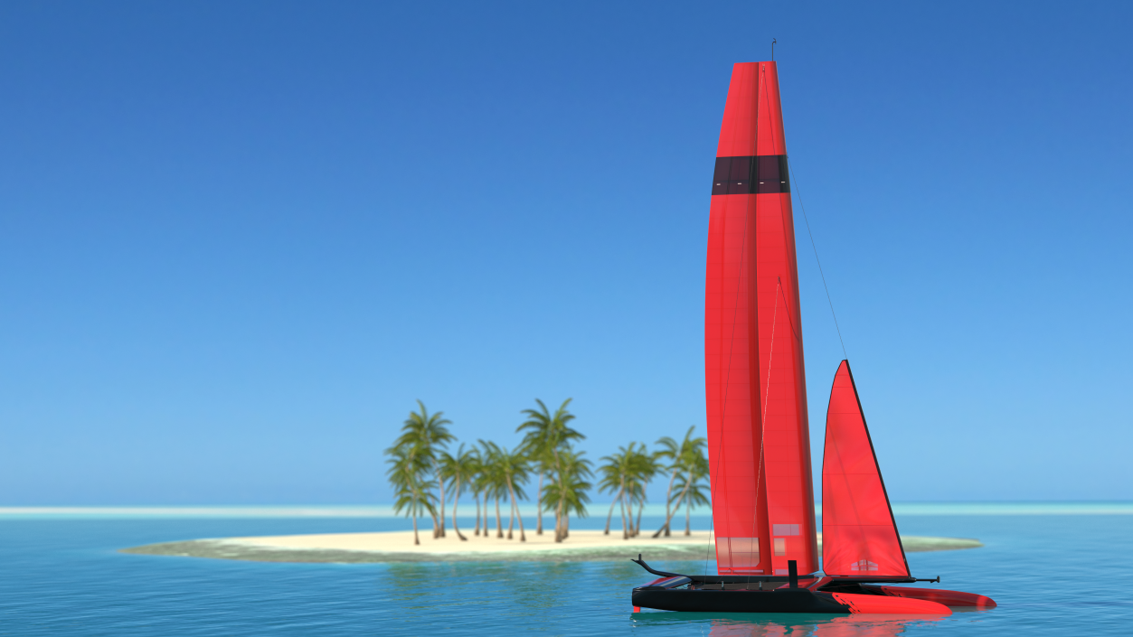 Sail Race Yacht Red 3D model