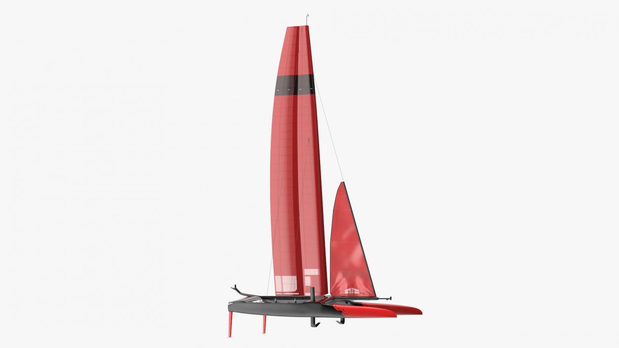 Sail Race Yacht Red 3D model