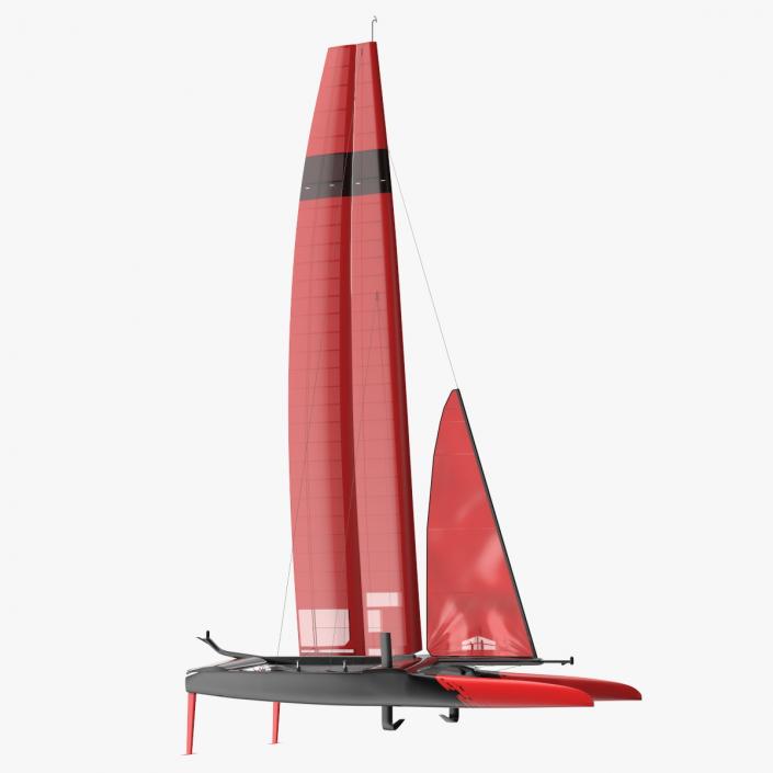 Sail Race Yacht Red 3D model