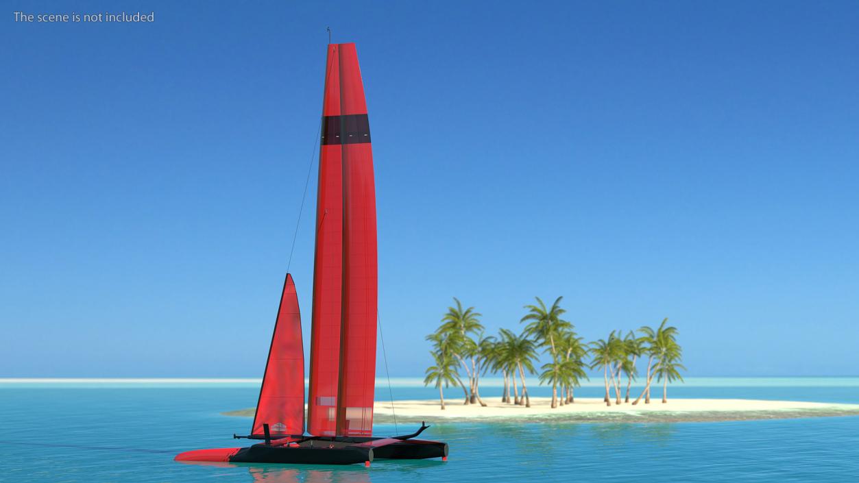 Sail Race Yacht Red 3D model