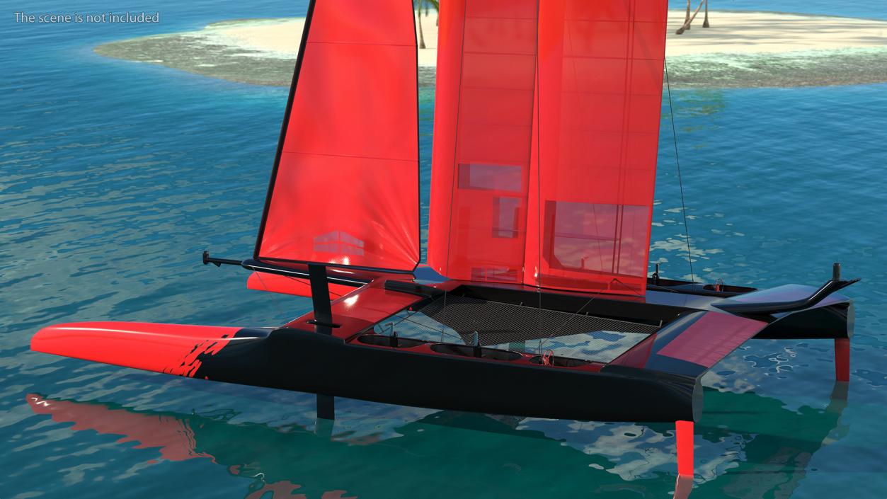 Sail Race Yacht Red 3D model