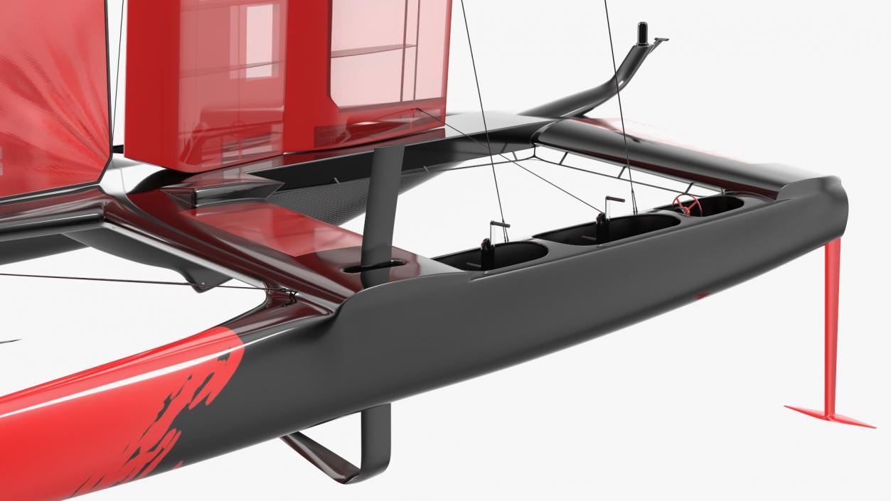 Sail Race Yacht Red 3D model