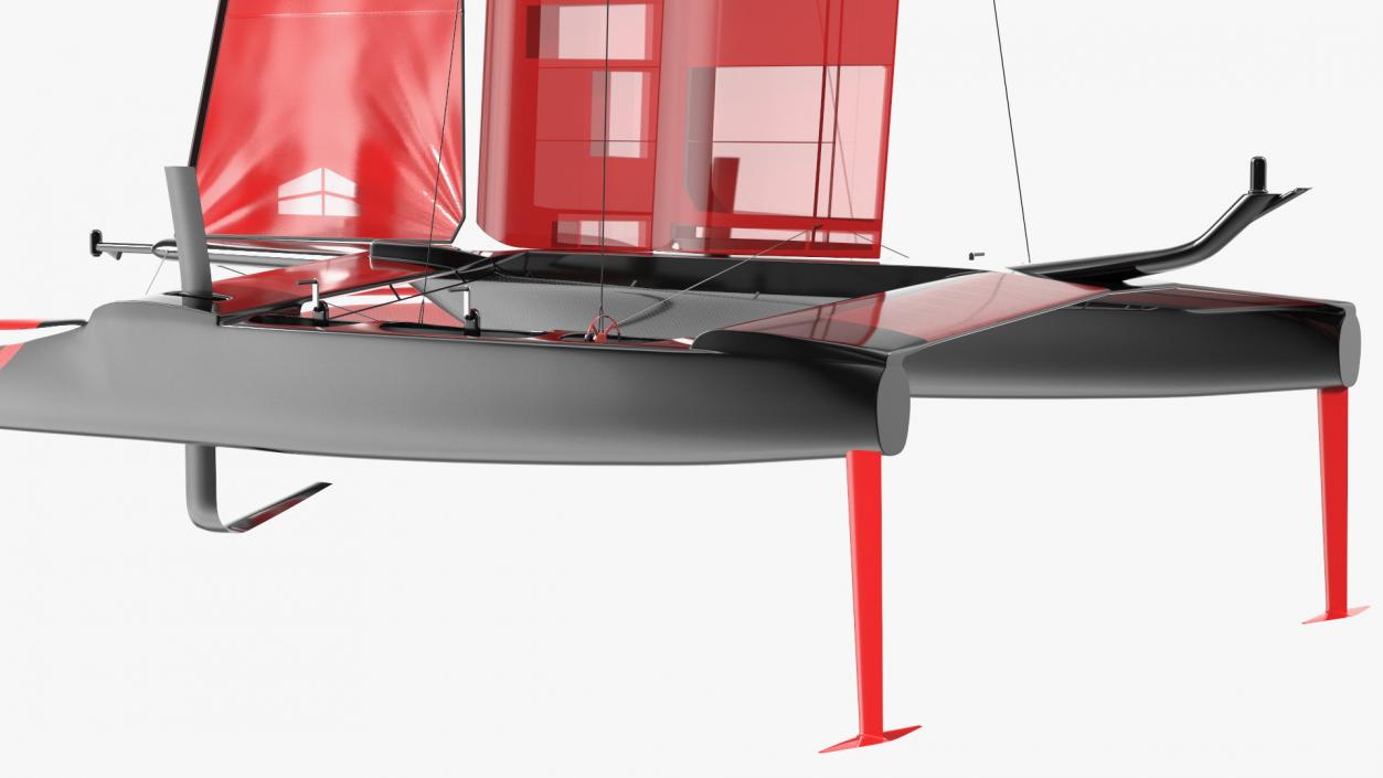 Sail Race Yacht Red 3D model