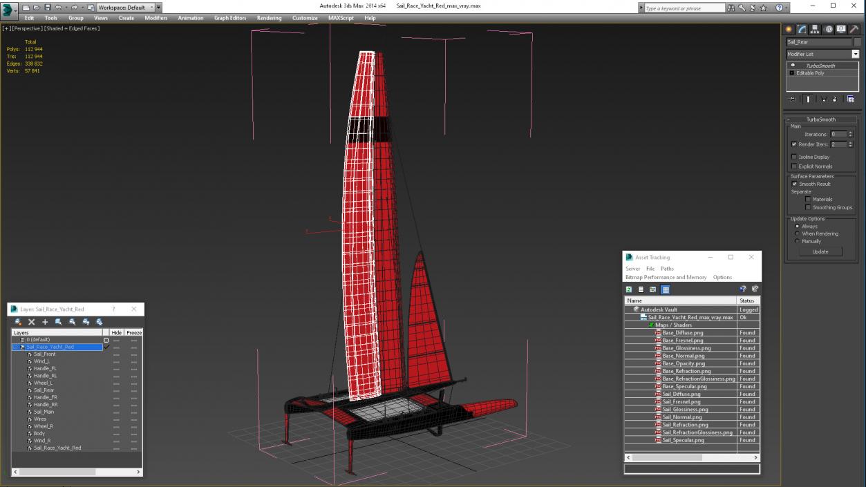 Sail Race Yacht Red 3D model