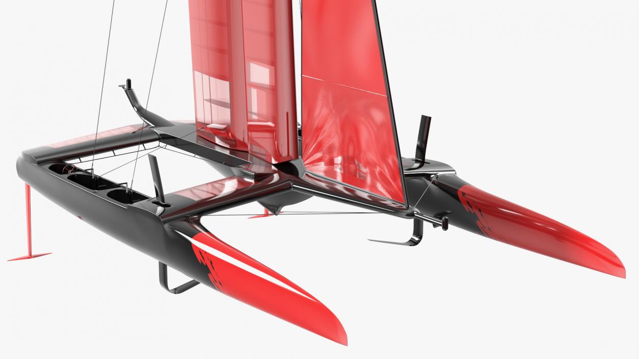 Sail Race Yacht Red 3D model