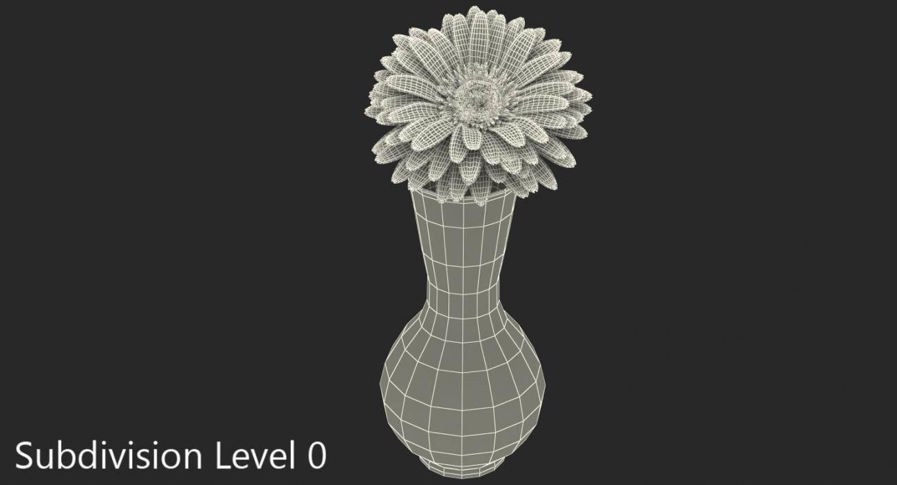 Yellow Gerbera Flower In Vase 3D model