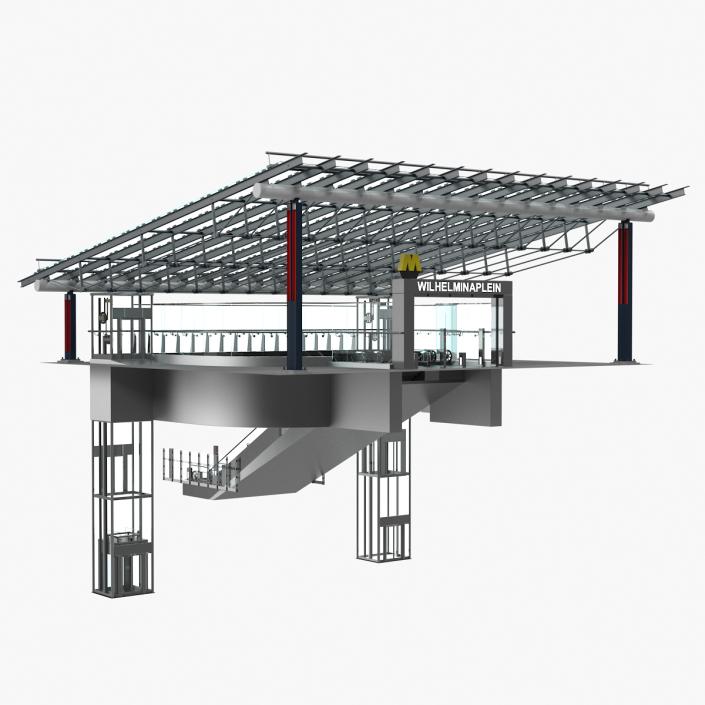 3D Wilhelminaplein Metro Station Entrance model