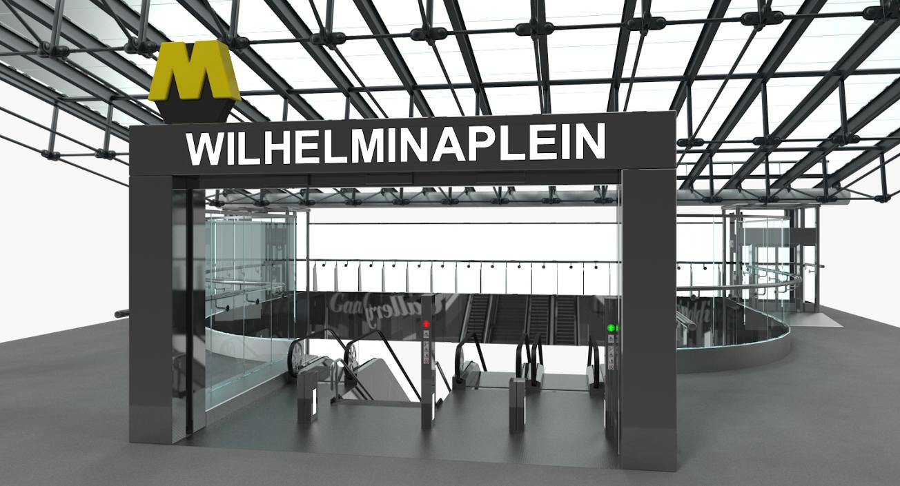 3D Wilhelminaplein Metro Station Entrance model