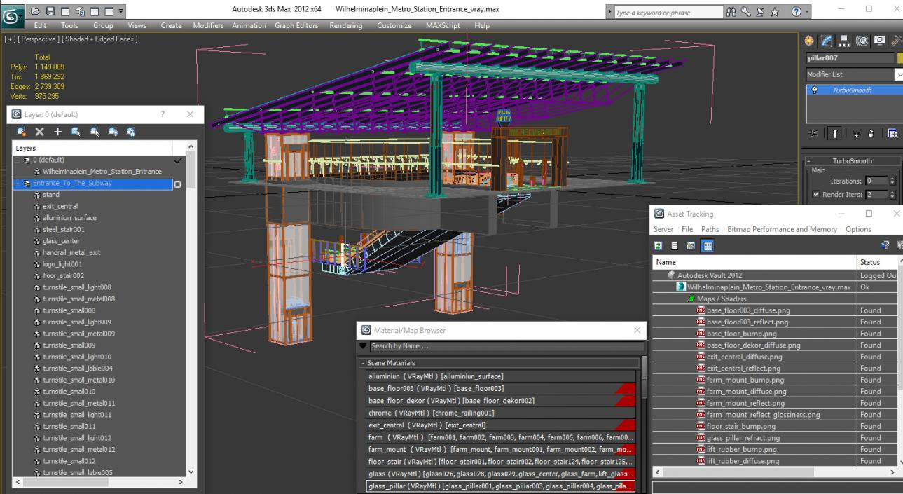 3D Wilhelminaplein Metro Station Entrance model