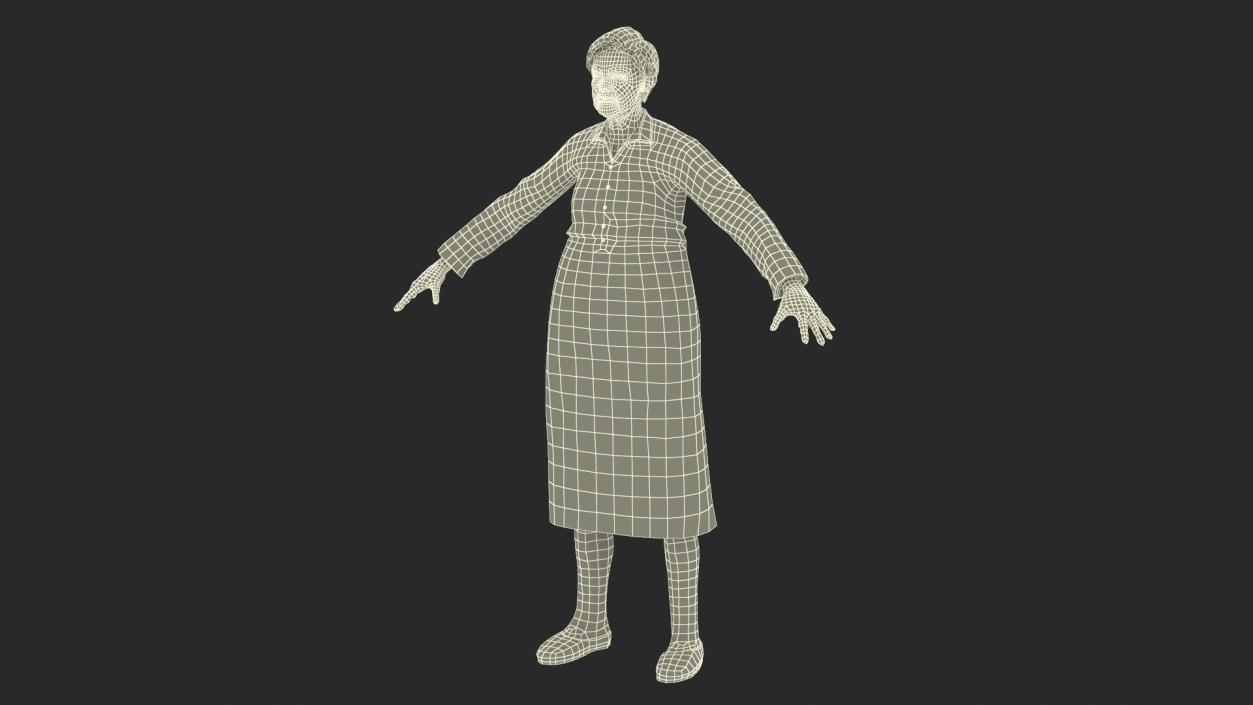 3D Older Woman A-Pose model