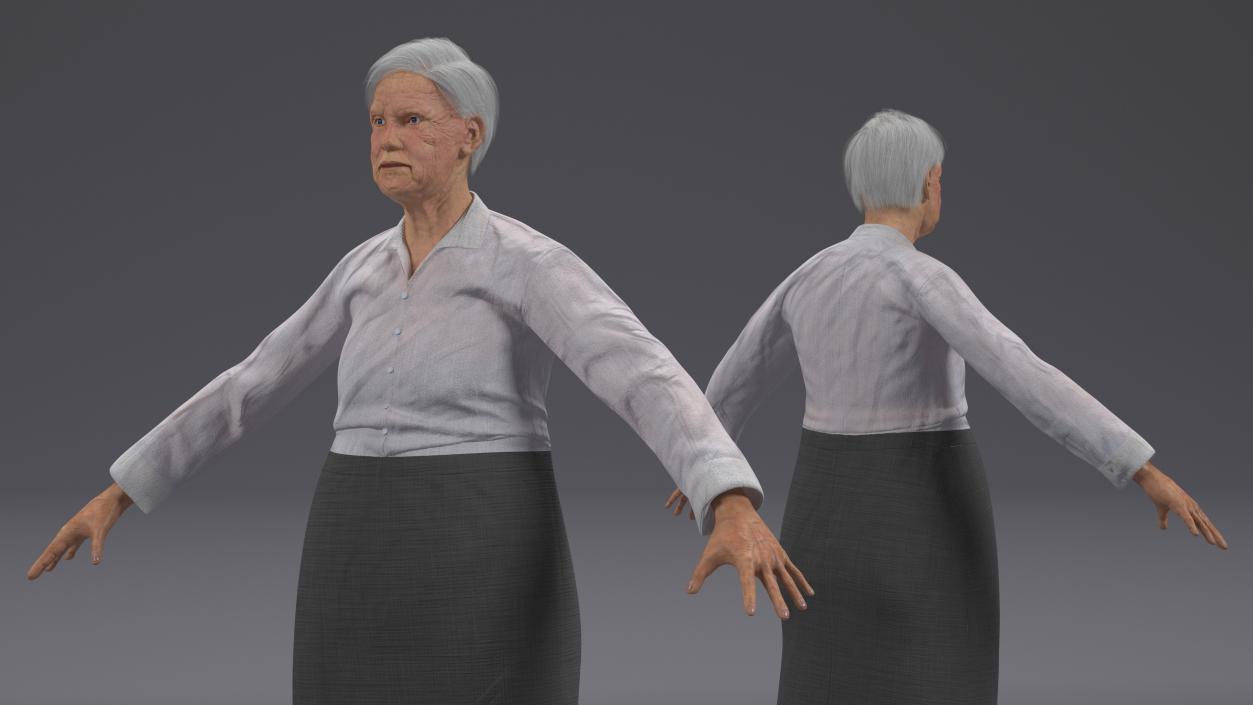 3D Older Woman A-Pose model