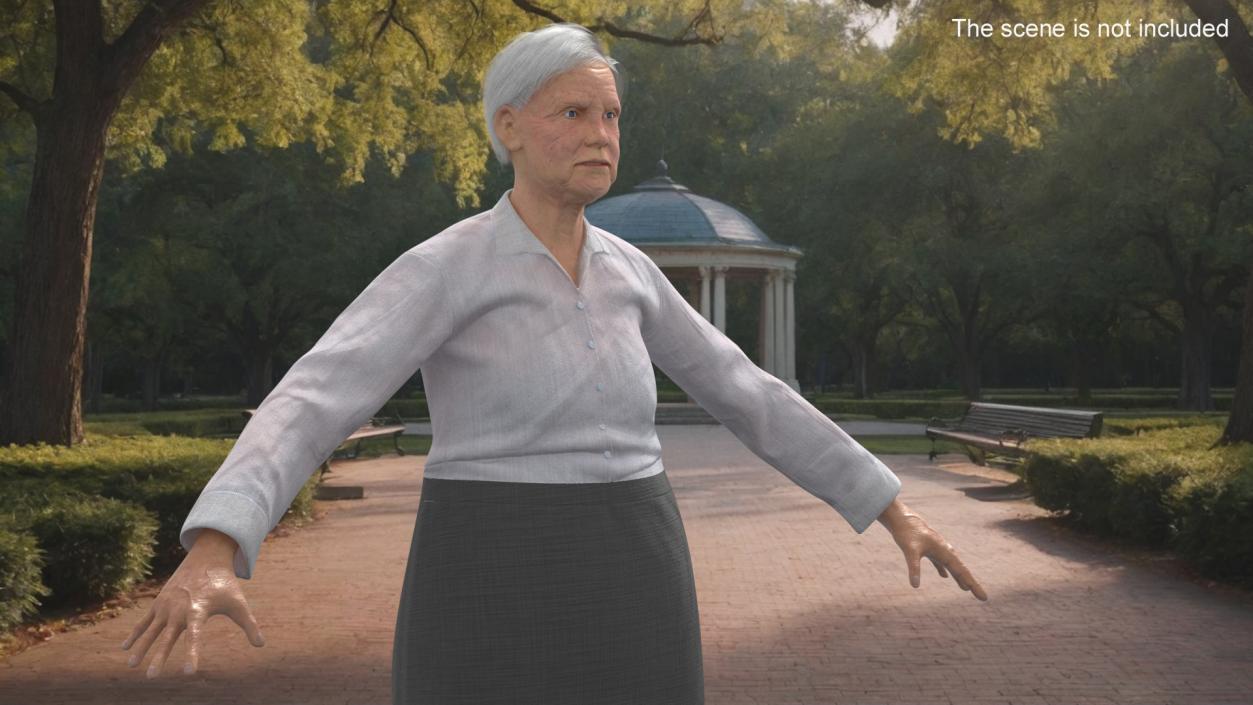 3D Older Woman A-Pose model