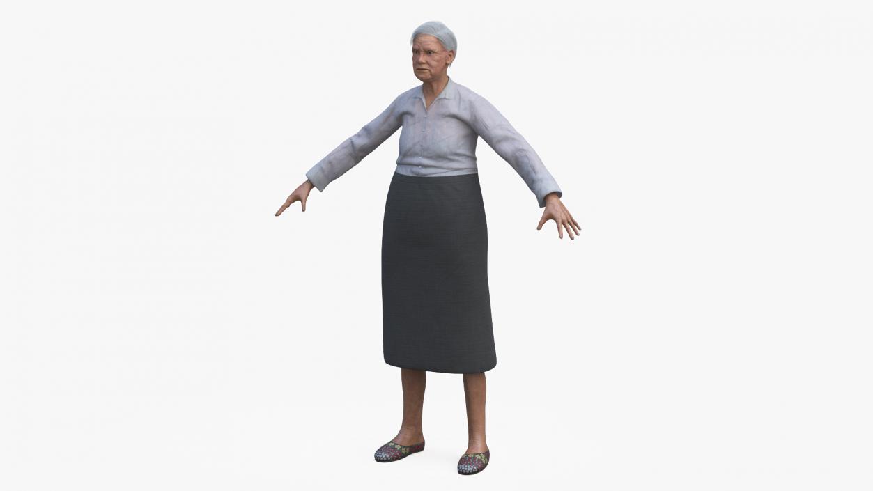 3D Older Woman A-Pose model