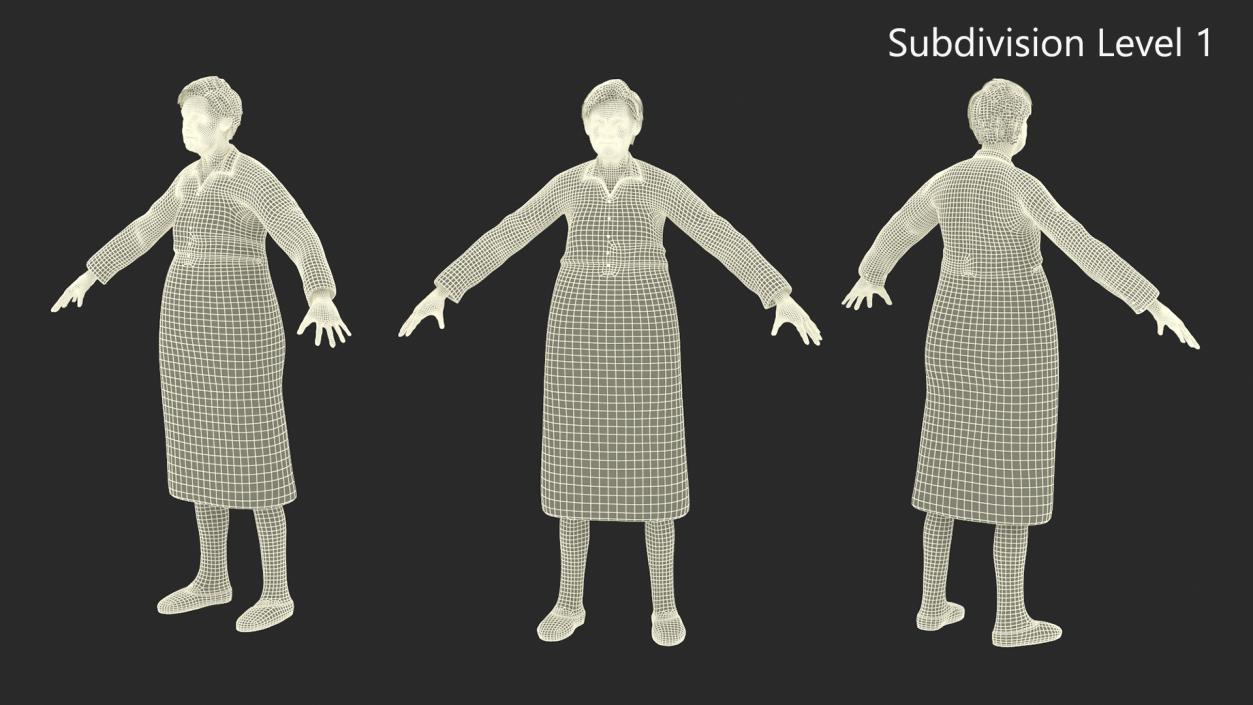 3D Older Woman A-Pose model