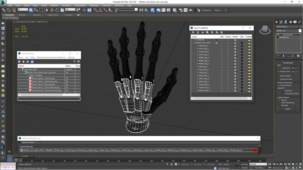 3D Robotic Arm Silver model