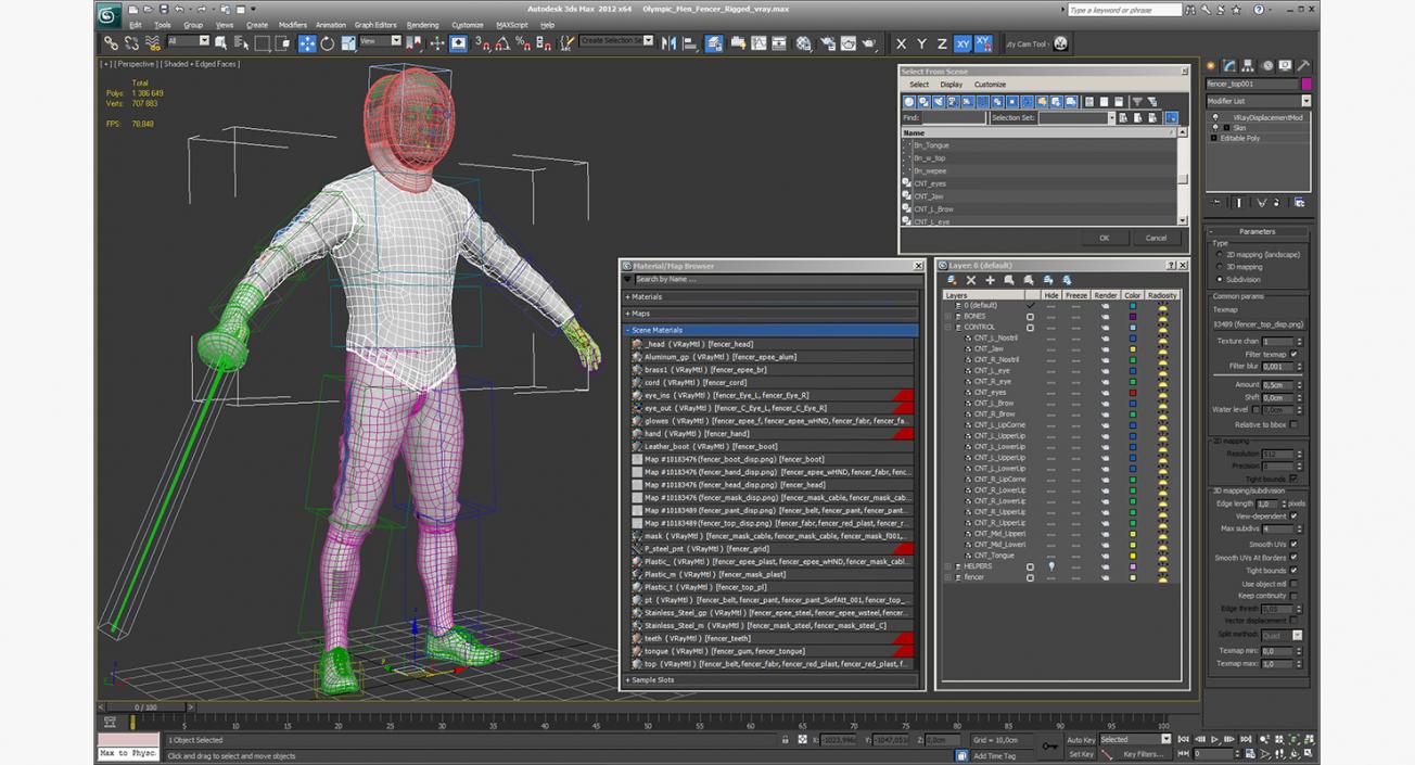 3D model Olympic Men Fencer Rigged