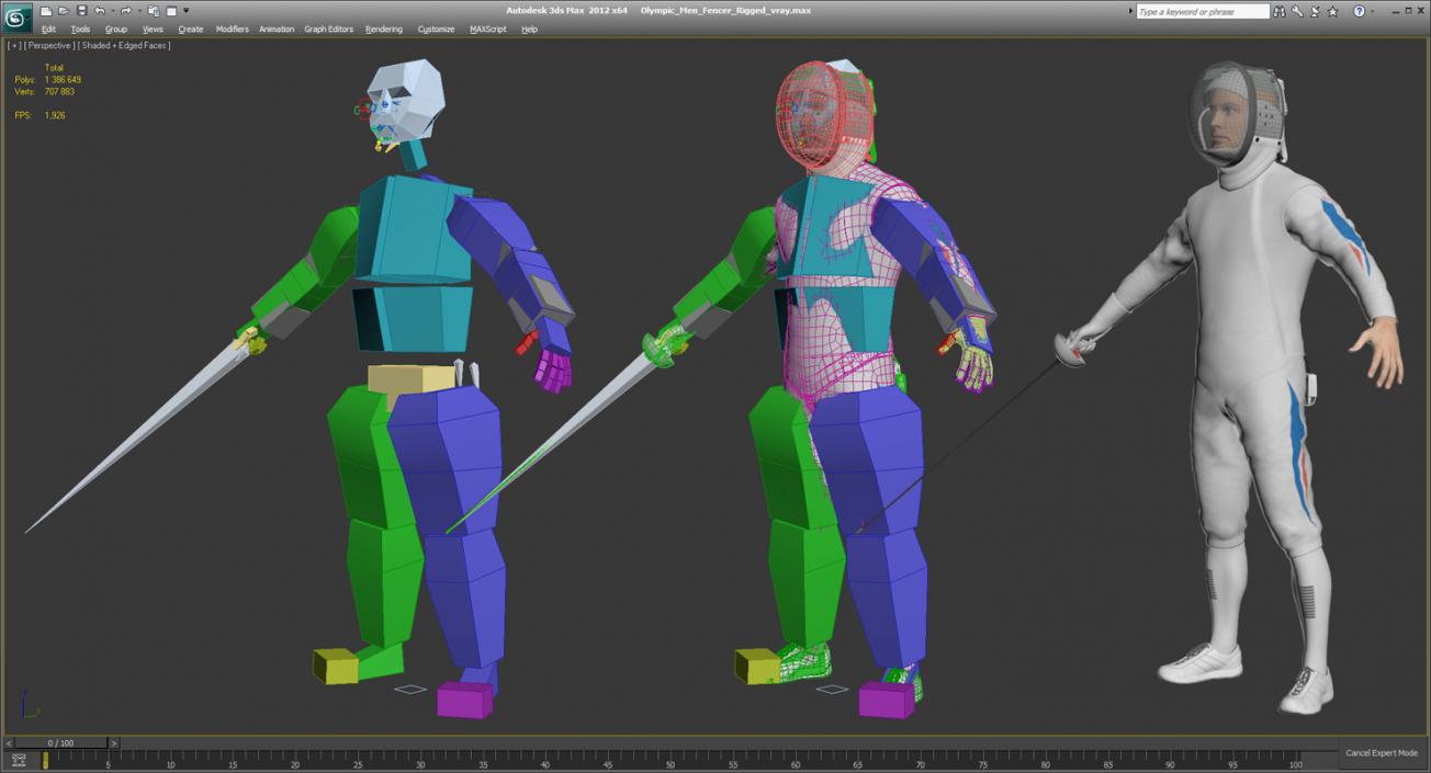 3D model Olympic Men Fencer Rigged