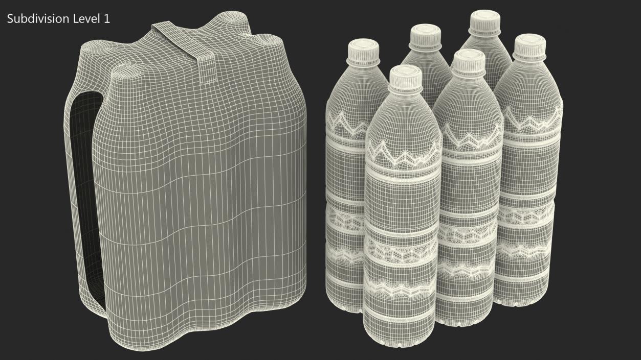 3D Evian Mineral Water 6 Bottle Pack model