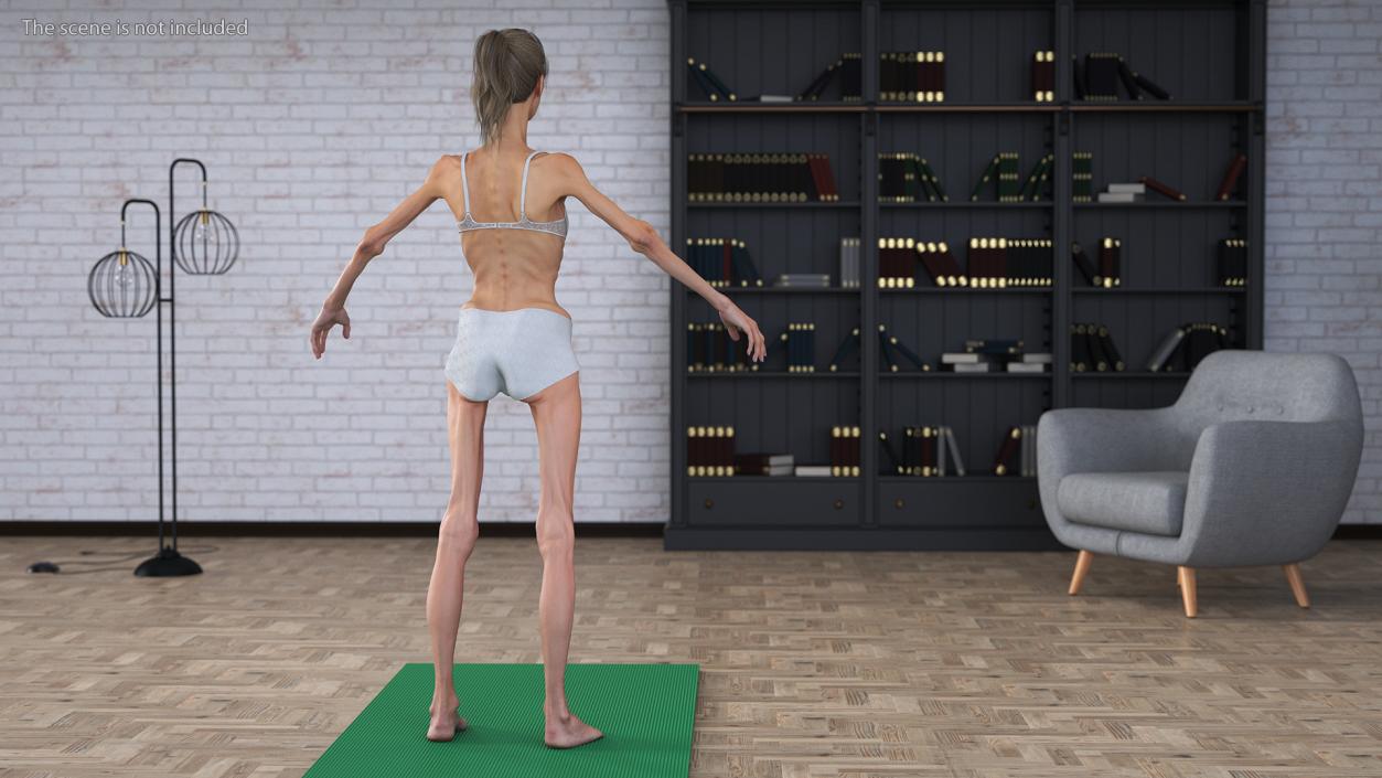 3D Anorexic Woman T-Pose