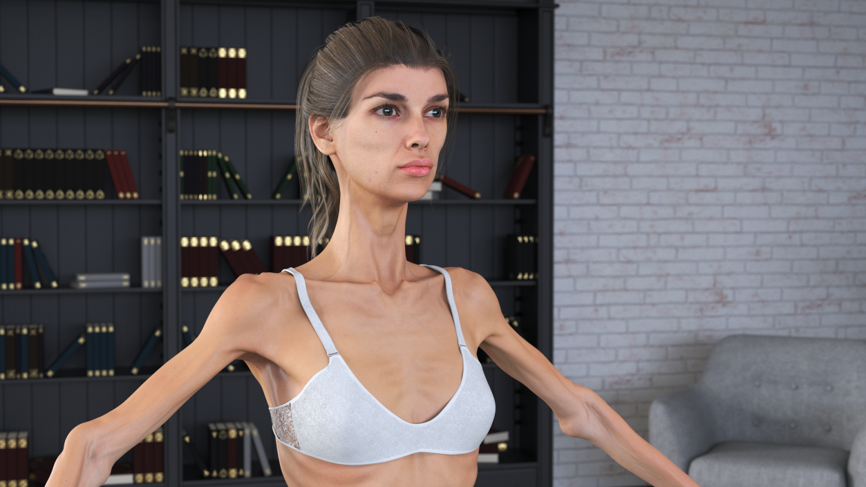 3D Anorexic Woman T-Pose