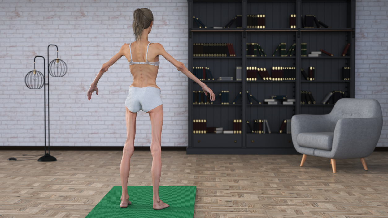 3D Anorexic Woman T-Pose