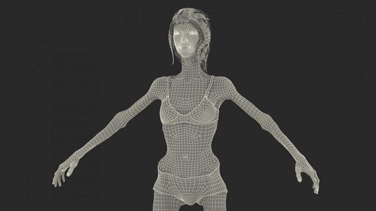 3D Anorexic Woman T-Pose