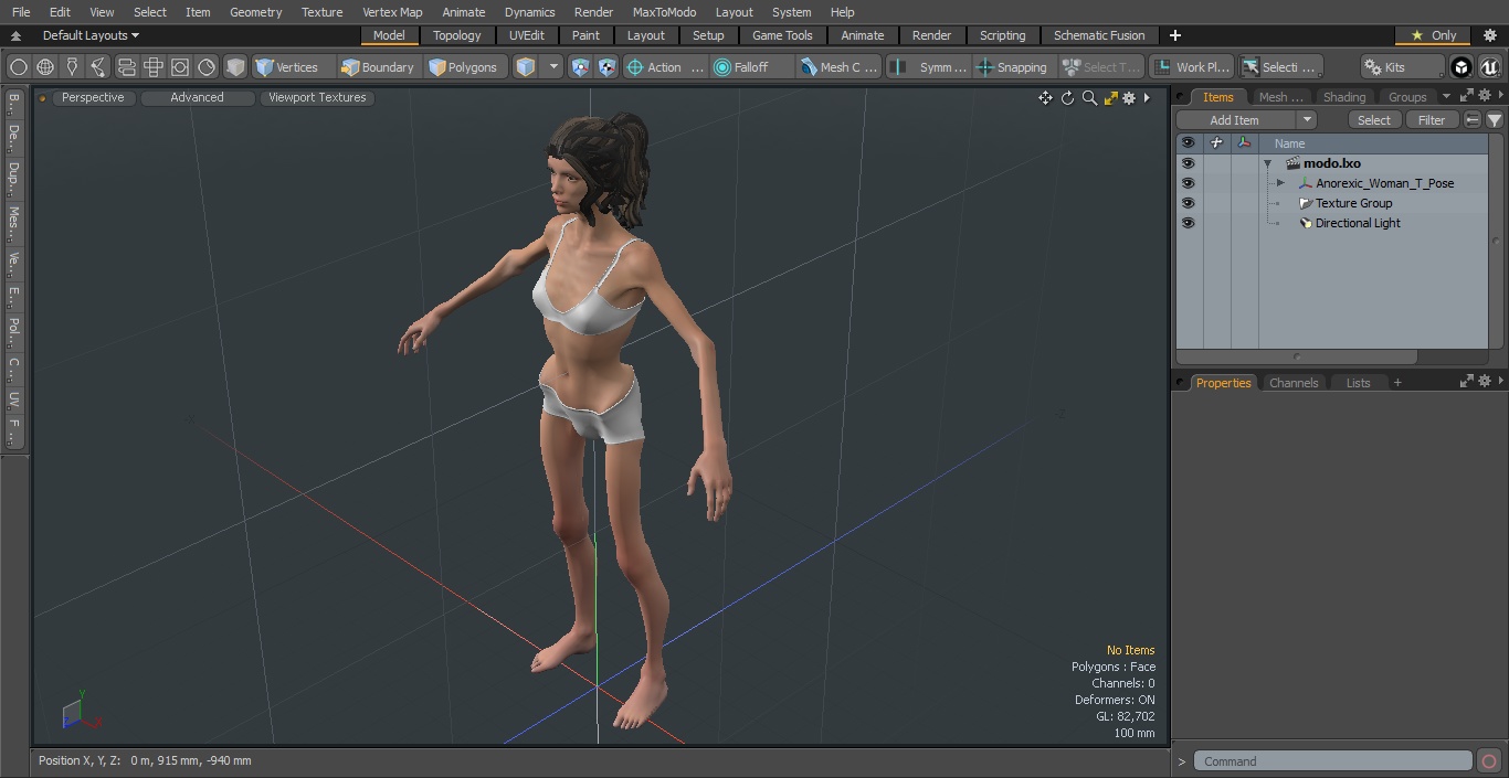 3D Anorexic Woman T-Pose