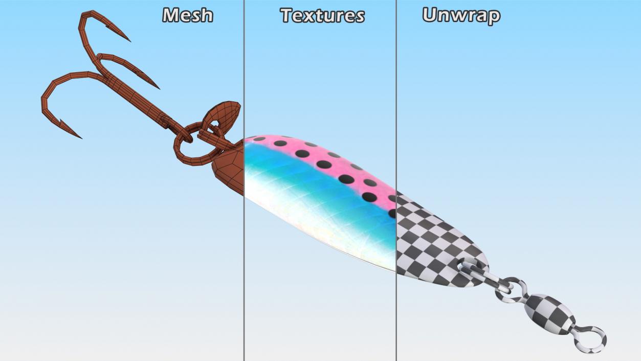 3D Rainbow Trout Trolling Spoon Lure model