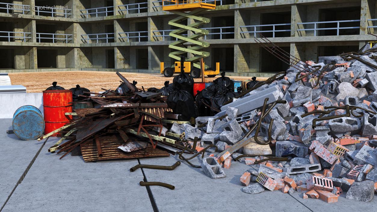 Large Pile of Construction Waste 2 3D model