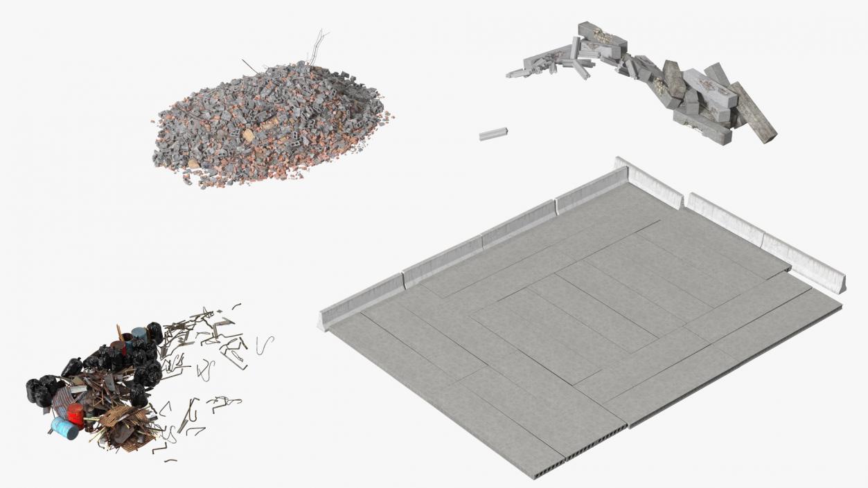 Large Pile of Construction Waste 2 3D model