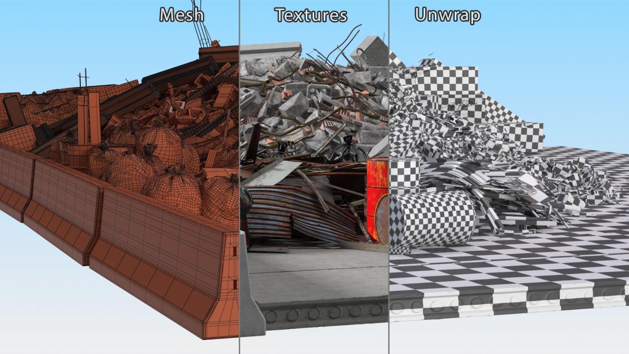 Large Pile of Construction Waste 2 3D model