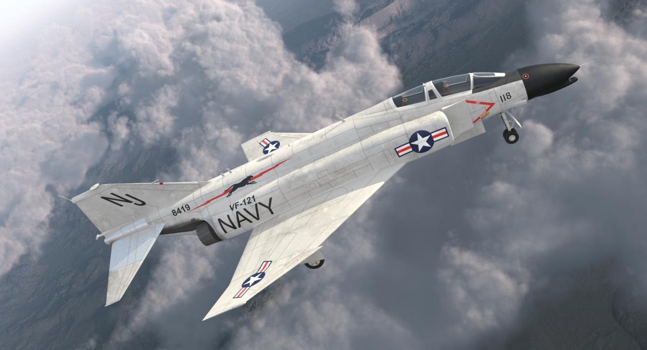 3D F-4 Phantom II US Navy 2 Rigged