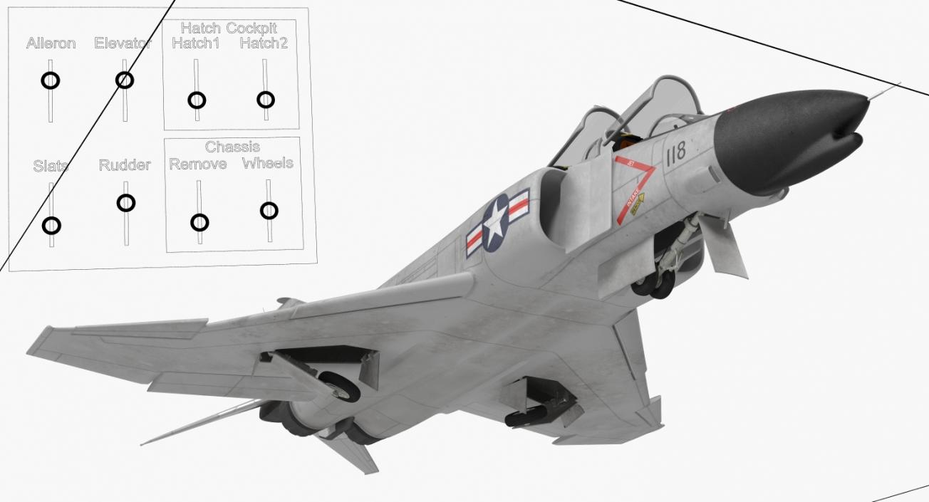 3D F-4 Phantom II US Navy 2 Rigged