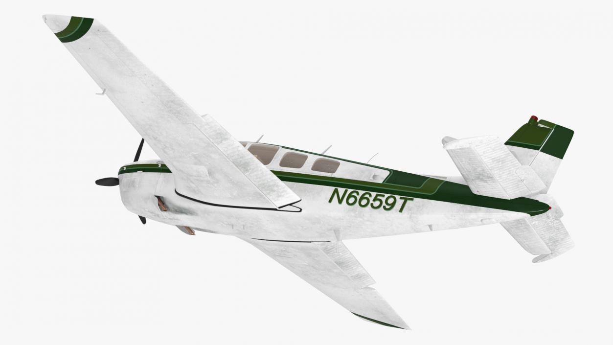 Single Engine Light Aircraft Beechcraft Bonanza Rigged 3D model